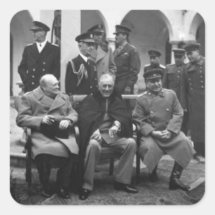 Adesivo Quadrado Conferência de Ialta Roosevelt Stalin Churchill 1