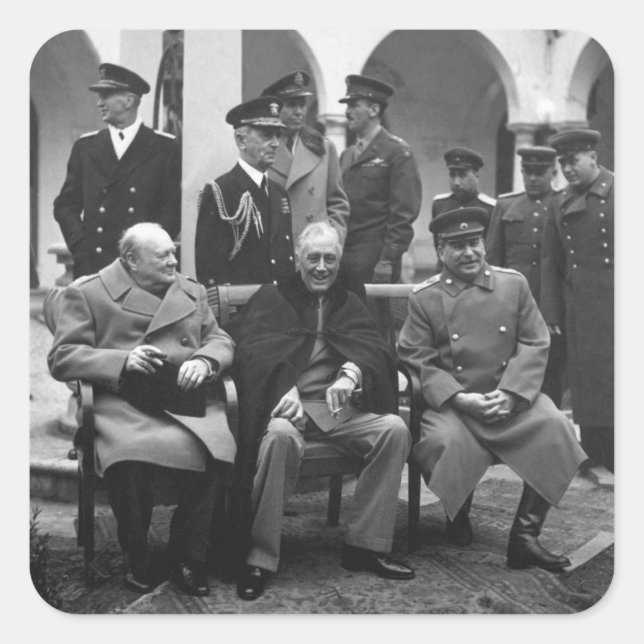 Adesivo Quadrado Conferência de Ialta Roosevelt Stalin Churchill 19 (Frente)