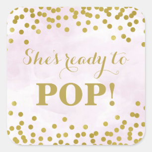 Adesivo Quadrado Confetti Dourado de Aquarela Roxa Ela está pronta 