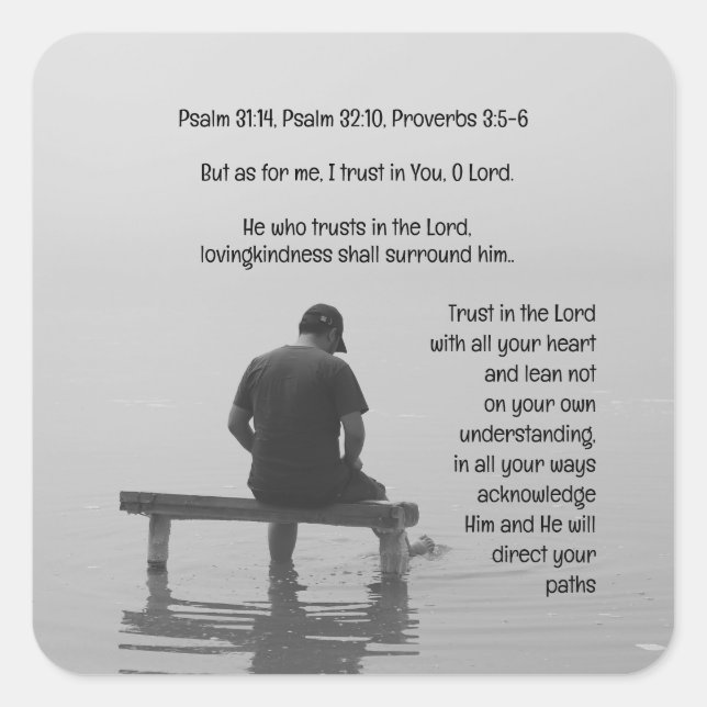 Adesivo Quadrado Confie no Senhor Versículo Bíblico Confortante e I (Frente)