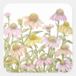 Adesivo Quadrado Confluentes Aquarela Arte Botânica