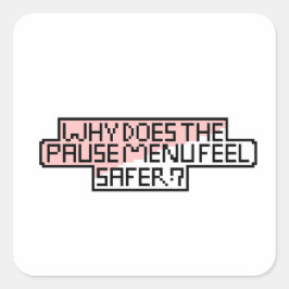 Adesivo Quadrado Conforto do Menu de Pausa – Fonte de Pixel Retro