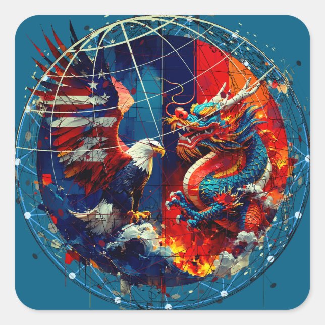 Adesivo Quadrado Confronto EUA-China (Frente)