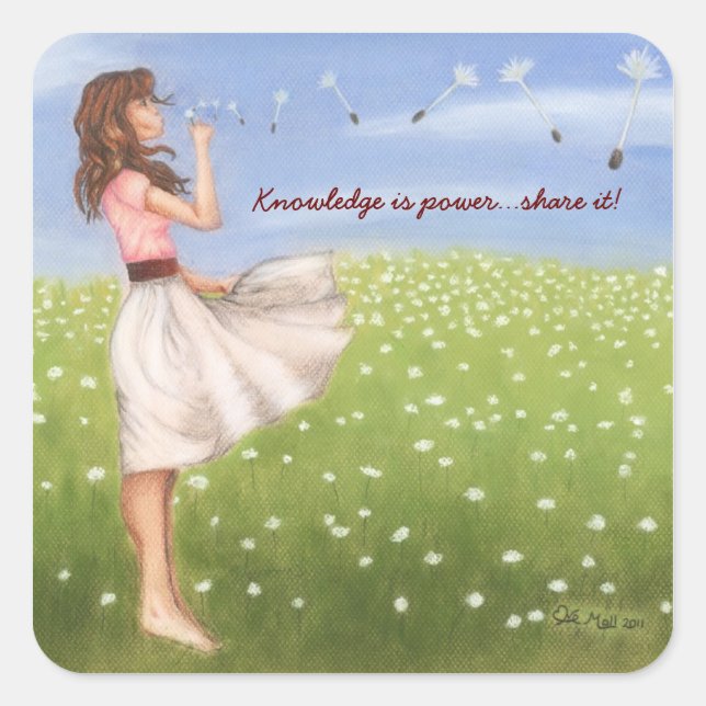Adesivo Quadrado Conhecimento é poder...compartilhem! (Frente)