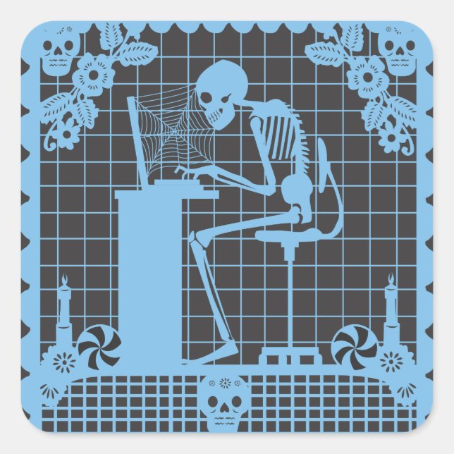 Adesivo Quadrado Conjunto Computadora Muerto Sticker (Frente)