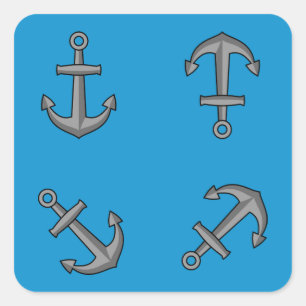 Adesivo Quadrado Conjunto de Âncoras do Barco de Animação