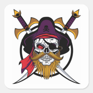 Adesivo Quadrado Conjunto de Vinheta Pirata de Halloween Muito Lega