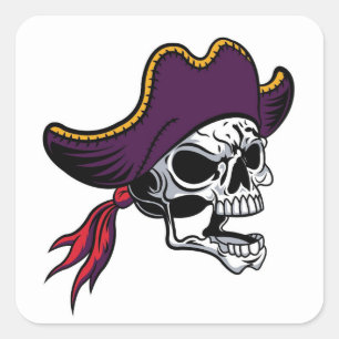 Adesivo Quadrado Conjunto de Vinheta Pirata de Halloween Muito Lega