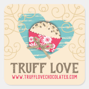 Adesivo Quadrado Conjuntos de trufas de chocolate de cor personaliz