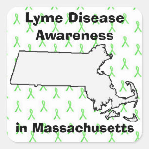 Adesivo Quadrado Consciência da doença de Lyme em Massachusetts