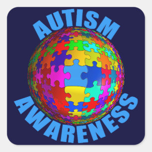 Adesivo Quadrado Consciência do autismo do mundo