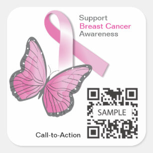 Adesivo Quadrado Consciência do cancro da mama do modelo Sticker2