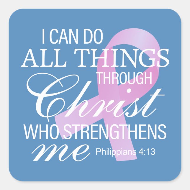 Adesivo Quadrado Consciencialização do Cancer da Mama Inspiradora | (Frente)