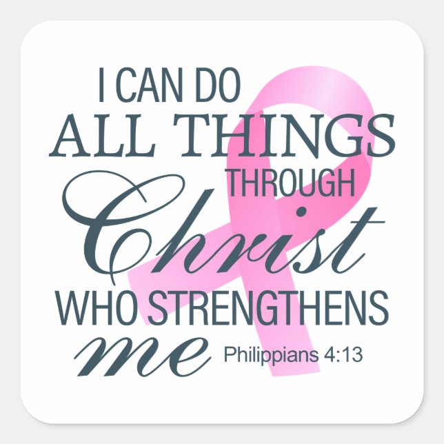 Adesivo Quadrado Consciencialização do Cancer da Mama Inspiradora | (Frente)