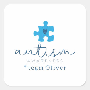 Adesivo Quadrado conscientização do autismo peça de quebra-cabeça a