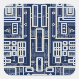 Adesivo Quadrado Conselho de Circuito Geométrico