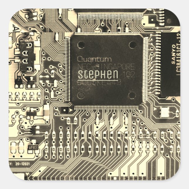 Adesivo Quadrado conselho de circuito impresso de cinza PCB eletrôn (Frente)