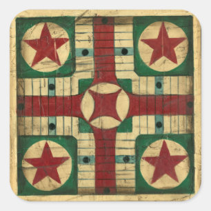 Adesivo Quadrado Conselho de Jogo Antique Parcheesi por Ethan Harpe
