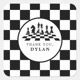 Adesivo Quadrado Conselho de xadrez e peças do jogo Noite de Qualqu