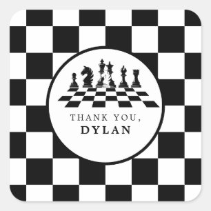 Adesivo Quadrado Conselho de xadrez e peças do jogo Noite de Qualqu