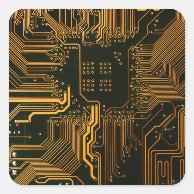 Adesivo Quadrado Conselho Nerd de saída PCB Laranja Circuito Eletrô (Frente)