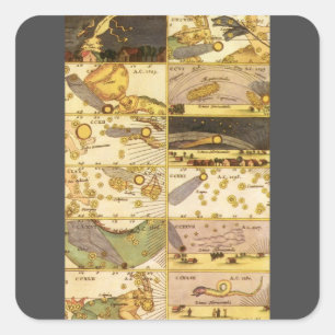 Adesivo Quadrado Constelações Vintage, Astronomia Antiga & Estrelas