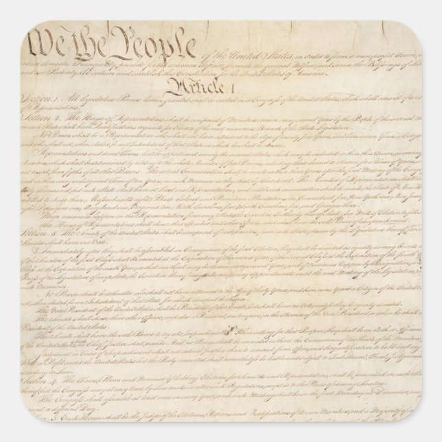 Adesivo Quadrado Constituição dos Estados Unidos, Nós as Pessoas (Frente)