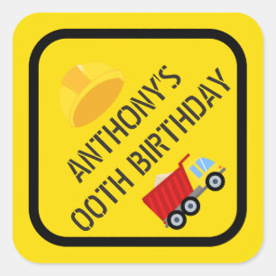 Adesivo Quadrado Construção Parecia Festa de aniversário qualque