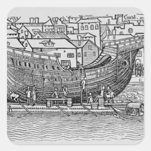 Adesivo Quadrado Construindo um navio