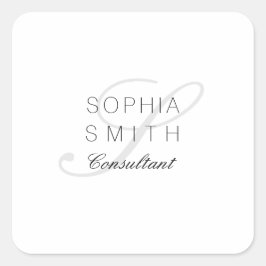 Adesivo Quadrado Consultor elegante Monograma Minimalista do Wasser