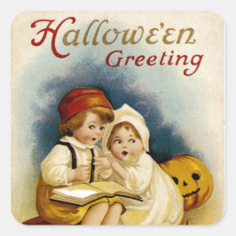 Adesivo Quadrado Contagem de Testemunhas de Halloween