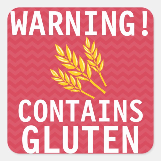 Adesivo Quadrado Contém Gluten Comida Alergia Stickers (Frente)