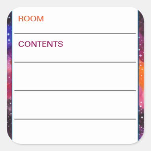 Adesivo Quadrado Conteúdo da Caixa de Movimentação do Espaço Ex