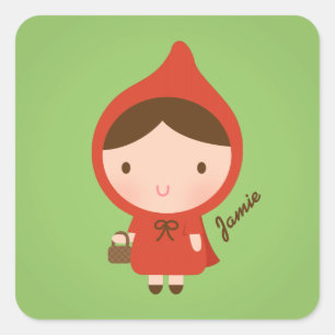 Adesivo Quadrado Conto de Fadas da Chapeuzinho Vermelho para Menina