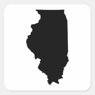 Adesivo Quadrado Contorno do Estado de Illinois