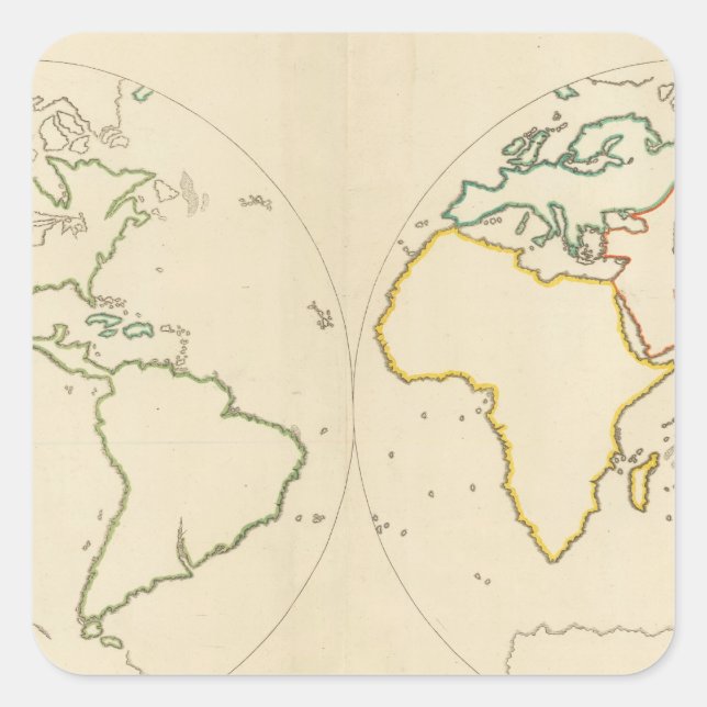 Adesivo Quadrado Contorno do Mapa Mundial 2 (Frente)