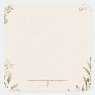 Adesivo Quadrado Convite de Casamento Luxuoso – Marfim Minimalista