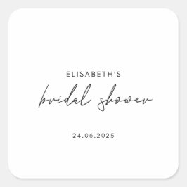 Adesivo Quadrado Convite de Chá de panela de Script Mínimo