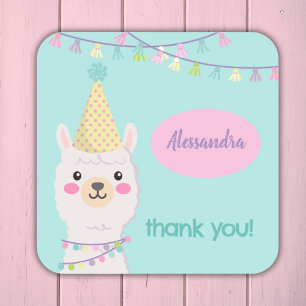Adesivo Quadrado Convite de festas de lama pastel