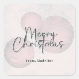 Adesivo Quadrado Convite de festas de Natal com aquarela quente