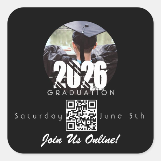 Adesivo Quadrado Convite Online de Formatura QR Code 2026 (Frente)