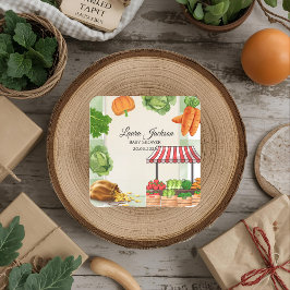 Adesivo Quadrado Convite para Chás de fraldas do Mercado de Agricul