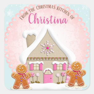 Adesivo Quadrado Cookie Baking Feriado de Natal