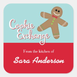 Adesivo Quadrado Cookie Exchange, Gingerbird, Da Cozinha de