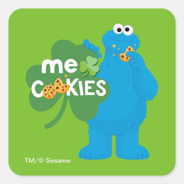 Adesivo Quadrado Cookie Monster | Amor de Trevo (Frente)