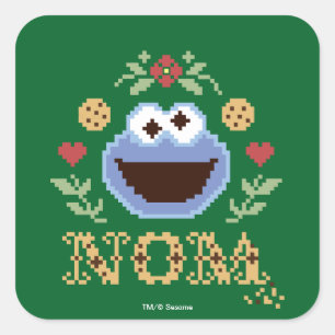 Adesivo Quadrado Cookie Monster Faux Cross-Stitch