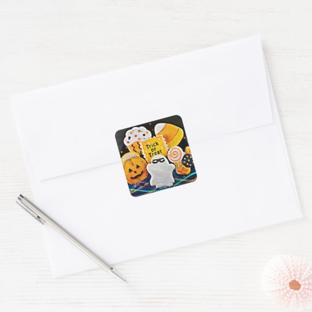 Adesivo Quadrado Cookies Halloween! (Envelope)