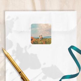 Adesivo Quadrado Cópulas Amarelas Rústicas Simples Azuis Aquarela