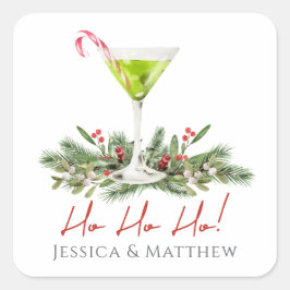 Adesivo Quadrado Coquetel Martini de Bastão de Natal para Casais Ho