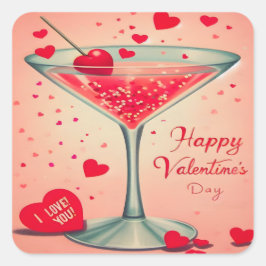 Adesivo Quadrado Coquetel Mid Century Valentine Martini